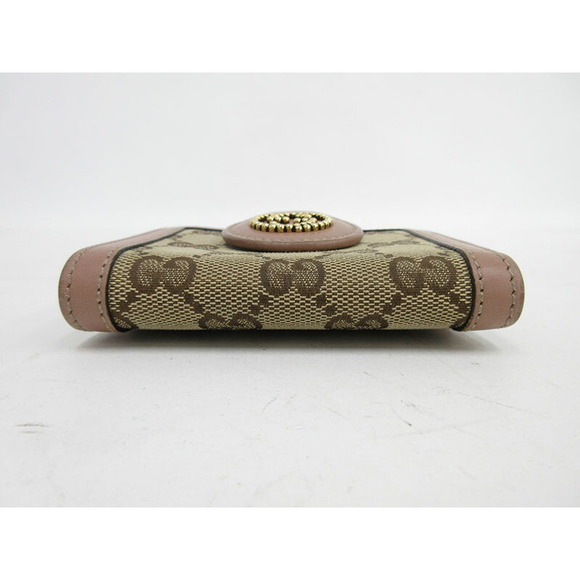Gucci GG Double Hook Bifold Wallet Pink Beige Canvas Leather - Picture 3 of 10